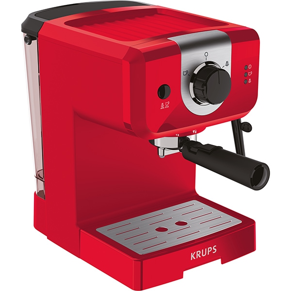 Espressor manual KRUPS Pump XP320530, 1.5l, 15 bar, sistem Cappuccino, rosu-argintiu