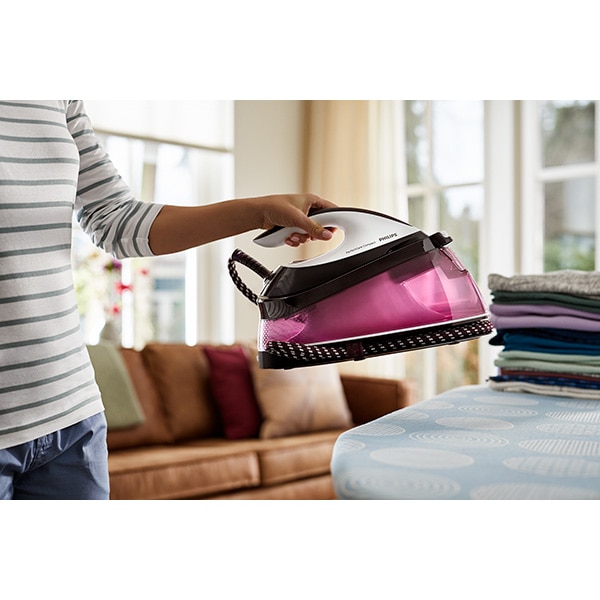 Statie de calcat PHILIPS PerfectCare Compact GC7842/40, 2400W, 400g/min, 1.5l, talpa SteamGlide, alb-roz