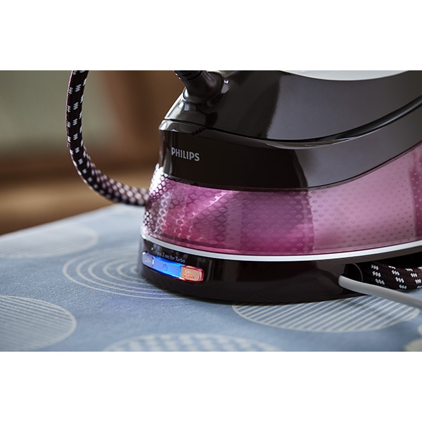 Statie de calcat PHILIPS PerfectCare Compact GC7842/40, 2400W, 400g/min, 1.5l, talpa SteamGlide, alb-roz