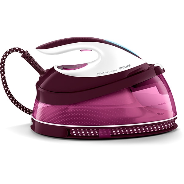Statie de calcat PHILIPS PerfectCare Compact GC7842/40, 2400W, 400g/min, 1.5l, talpa SteamGlide, alb-roz