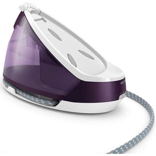 Statie de calcat PHILIPS GC7933/30 PerfectCare Complact Plus, 2400W, 120g/min, 1.5l, talpa SteamGlide Plus, alb-mov