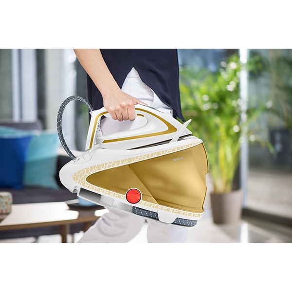 Statie de calcat TEFAL Pro Express Ultimate Care GV9581E0, 2600W, 600g/min, 1.9l, talpa Durilium AirGlide Autoclean, alb-auriu