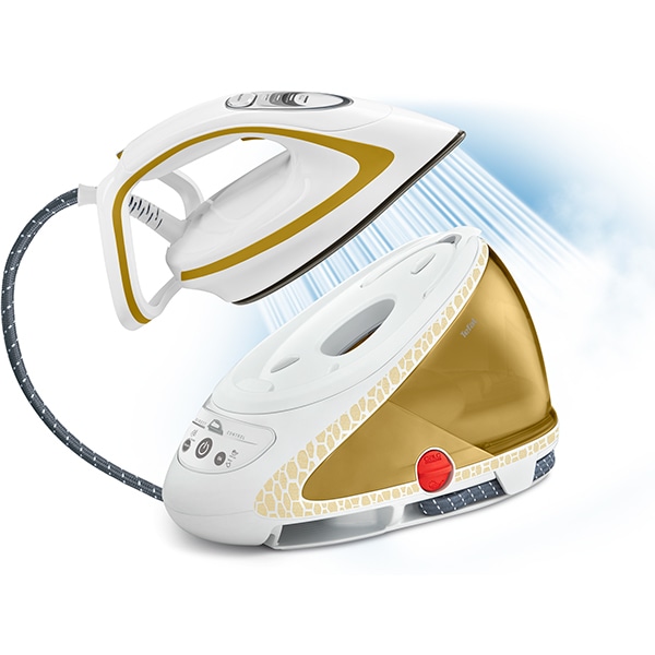 Statie de calcat TEFAL Pro Express Ultimate Care GV9581E0, 2600W, 600g/min, 1.9l, talpa Durilium AirGlide Autoclean, alb-auriu