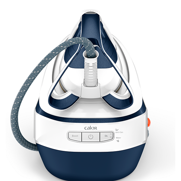 Statie de calcat TEFAL Pro Express Ultimate GV9712E0, 3000W, 590g/min, 1200ml, talpa Durilium, albastru-alb