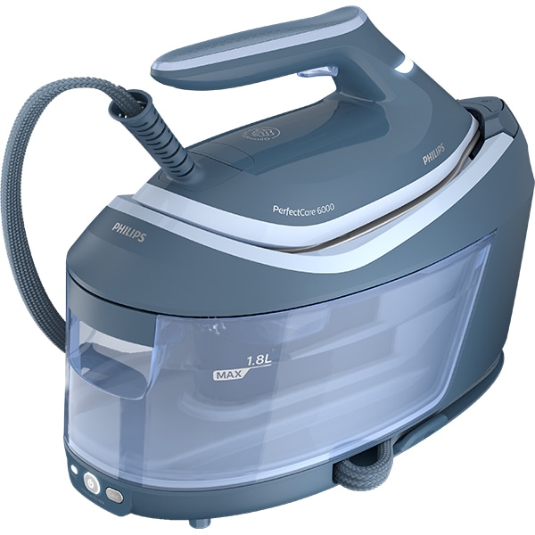 Statie de calcat PHILIPS Seria 6000 PSG6042/20, 2400W, 550g/min, 1.8l, talpa SteamGlide Advanced, albastru