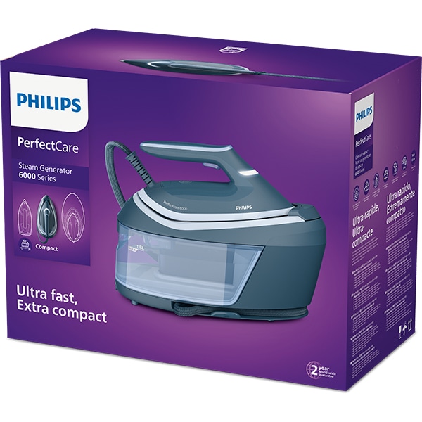 Statie de calcat PHILIPS Seria 6000 PSG6042/20, 2400W, 550g/min, 1.8l, talpa SteamGlide Advanced, albastru