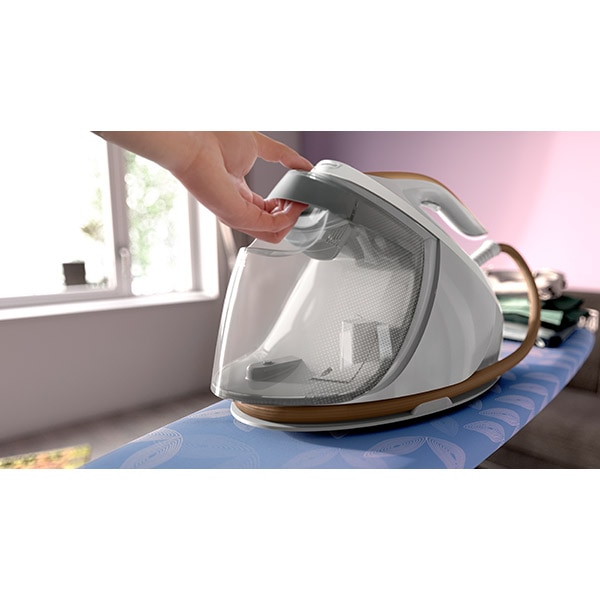 Statie de calcat PHILIPS PerfectCare seria 7000 PSG7040/10, 2100W, 600g/min, 1.8l, talpa SteamGlide Elite, alb-auriu