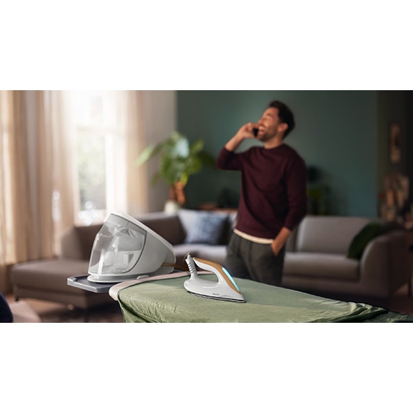 Statie de calcat PHILIPS PerfectCare seria 7000 PSG7040/10, 2100W, 600g/min, 1.8l, talpa SteamGlide Elite, alb-auriu