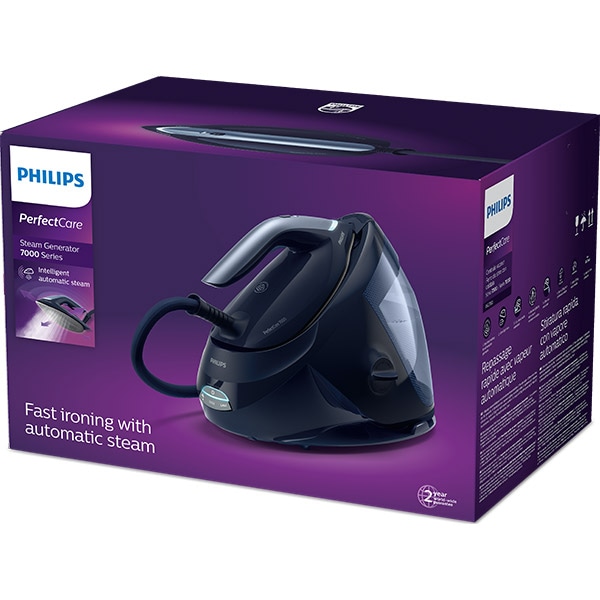 Statie de calcat PHILIPS PerfectCare seria 7000 PSG7130/20, 2100W, 600g/min, 1.8l, talpa SteamGlide Elite, negru-mov