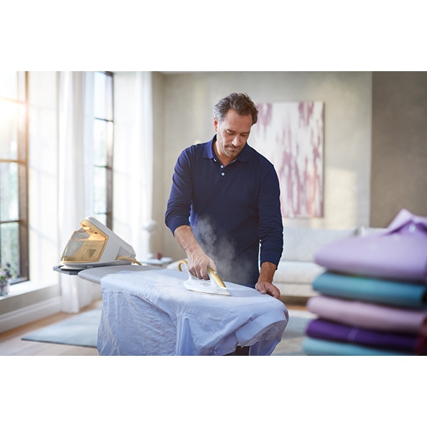 Statie de calcat PHILIPS PerfectCare Seria 8000 PSG8040/60, 2700W, 600g/min, 1.8l, talpa SteamGlide Elite, alb-auriu