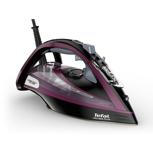 Fier de calcat TEFAL Ultimate Pure FV9835E0, 3000W, 240g/min, 350ml, talpa Durilium, negru-visiniu
