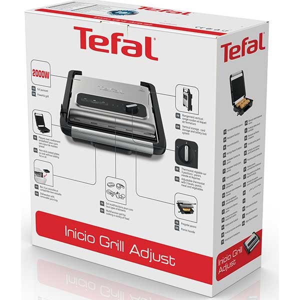 Gratar electric TEFAL Inicio Grill GC242D38, 2000W, functie Panini, termostat, argintiu-negru