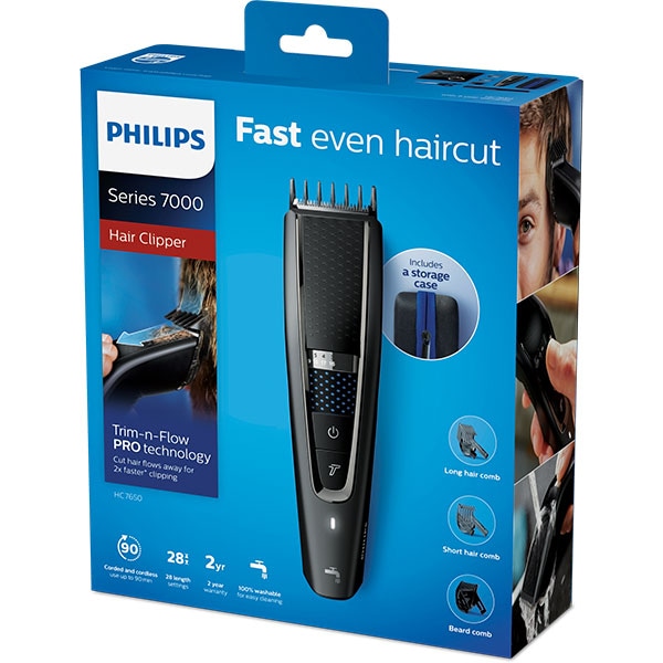 Aparat de tuns PHILIPS HC7650/15, acumulator, 90 min autonomie, negru-gri