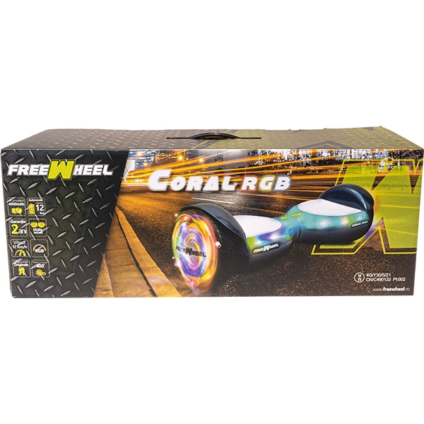 Hoverboard FREEWHEEL Coral RGB, 6.5 inch, albastru