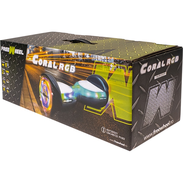 Hoverboard FREEWHEEL Coral RGB, 6.5 inch, albastru