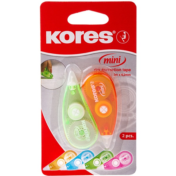 Banda corectoare KORES Mini, 4.2 mm x 3 m, 2 bucati, diverse culori