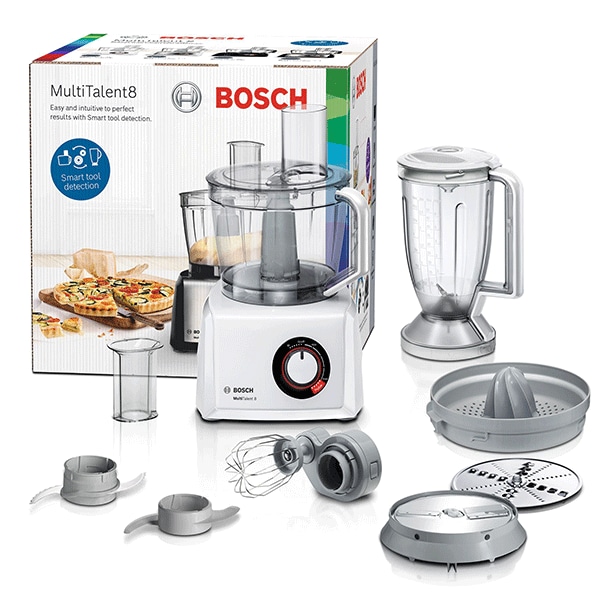 Robot de bucatarie BOSCH MultiTalent 8 MC812W620, vas 3.9l, blender 1.5l, 1100W, alb-gri