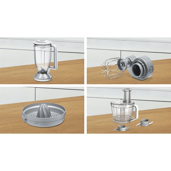 Robot de bucatarie BOSCH MultiTalent 8 MC812W620, vas 3.9l, blender 1.5l, 1100W, alb-gri