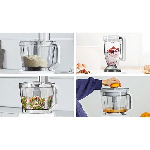 Robot de bucatarie BOSCH MultiTalent 8 MC812W620, vas 3.9l, blender 1.5l, 1100W, alb-gri