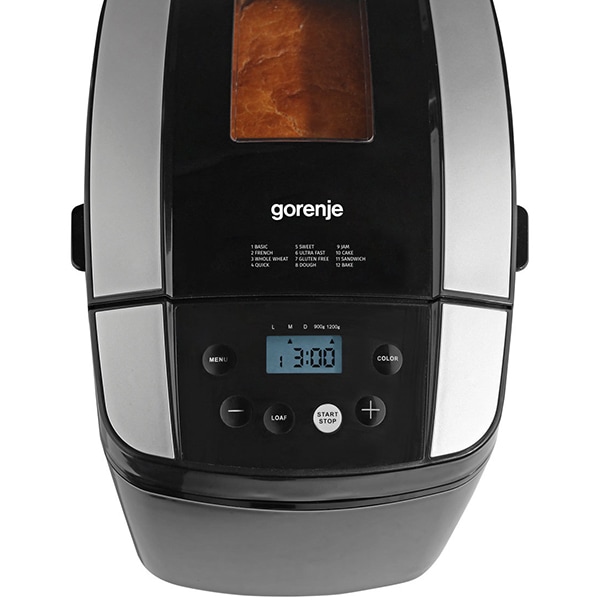 Masina de copt paine GORENJE BM1210BK, 1.2kg, 12 programe, 800W, negru-argintiu