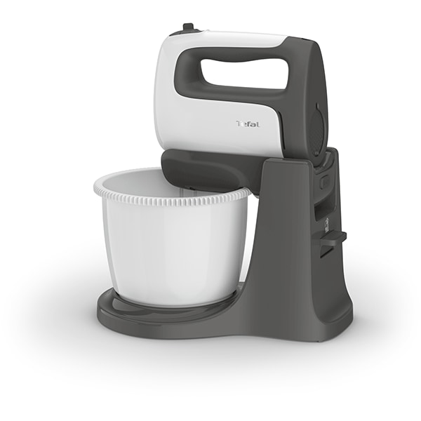 Mixer cu bol TEFAL Prep'Mix+ HT464138, 2.5l, 500W, 5 trepte viteza, alb-gri
