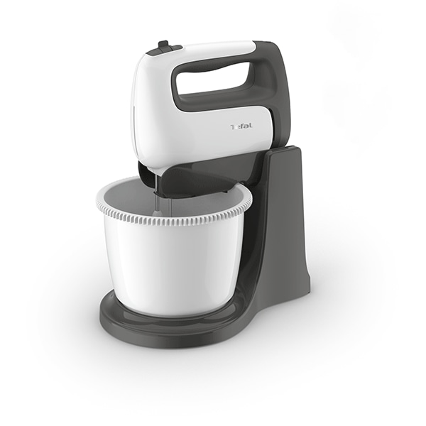 Mixer cu bol TEFAL Prep'Mix+ HT464138, 2.5l, 500W, 5 trepte viteza, alb-gri