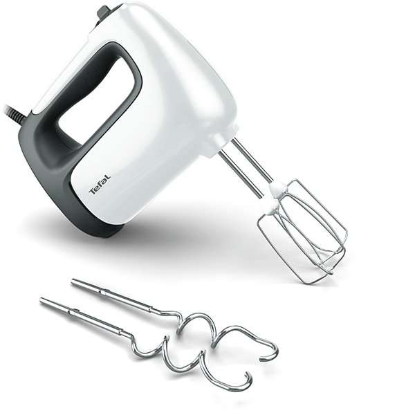 Mixer cu bol TEFAL Prep'Mix+ HT464138, 2.5l, 500W, 5 trepte viteza, alb-gri