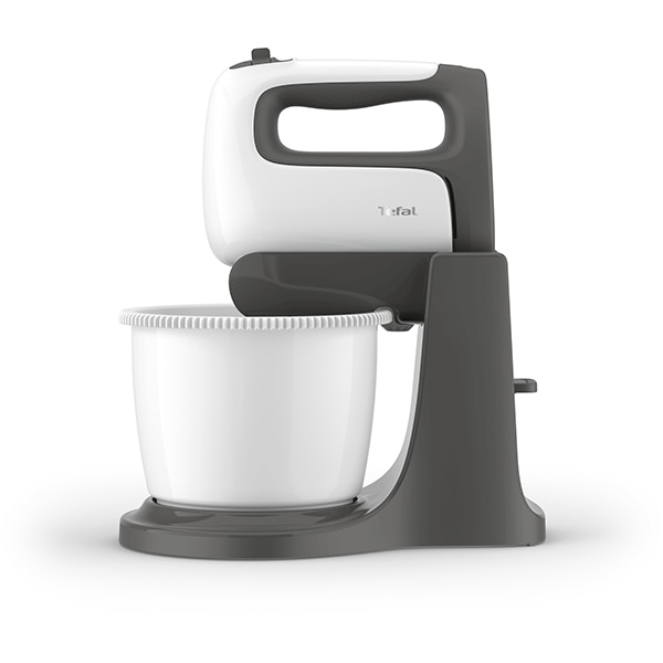 Mixer cu bol TEFAL Prep'Mix+ HT464138, 2.5l, 500W, 5 trepte viteza, alb-gri