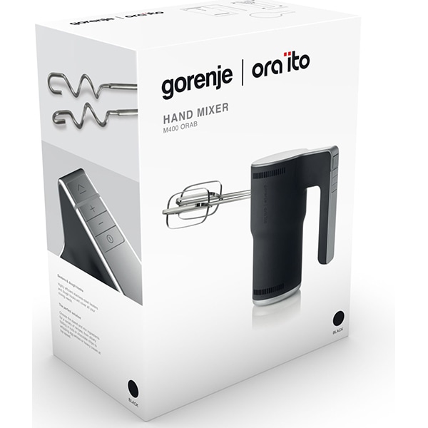 Mixer de mana GORENJE 673818, 400W, 5 trepte viteza, negru-argintiu