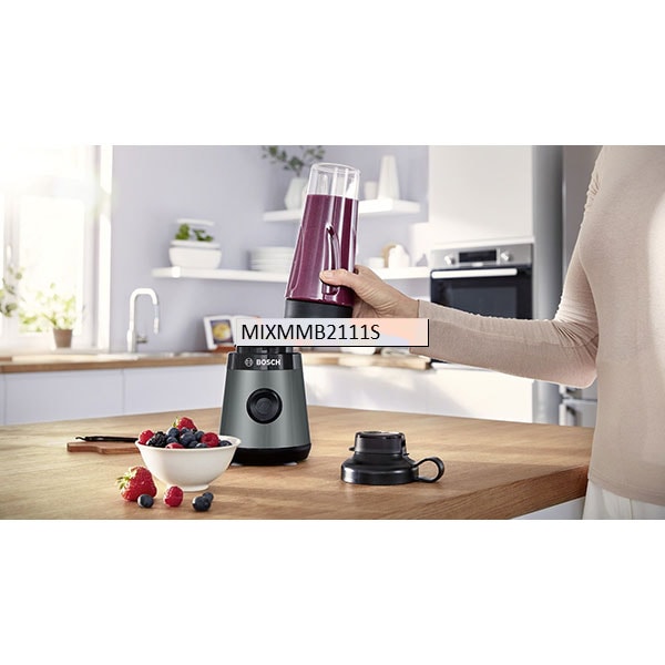 Mini blender BOSCH VitaPower MMB2111S, 0.65l, 450W, 1 treapta viteza, argintiu-negru