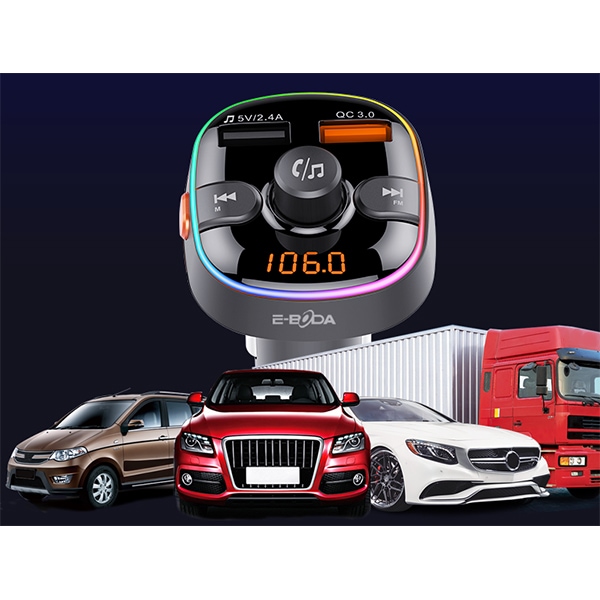 Modulator FM E-BODA BT 100, Bluetooth, USB, negru