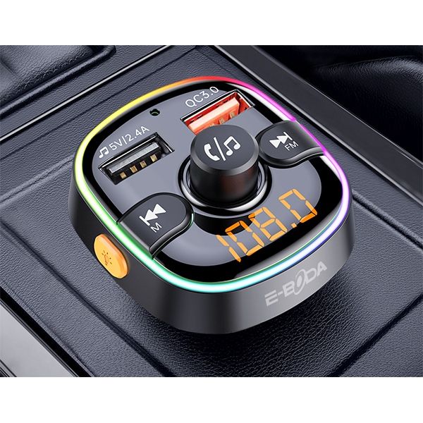 Modulator FM E-BODA BT 100, Bluetooth, USB, negru