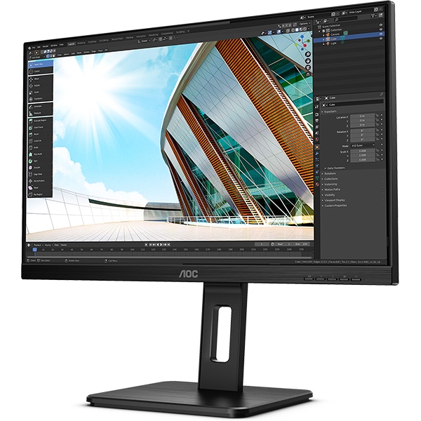 Monitor LED IPS AOC 24P2Q, 23.8" Full HD, 75Hz, AdaptiveSync, negru