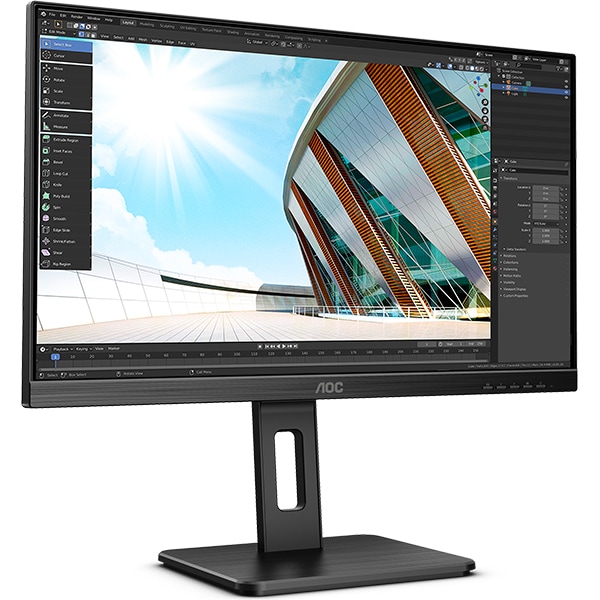 Monitor LED IPS AOC 24P2Q, 23.8" Full HD, 75Hz, AdaptiveSync, negru