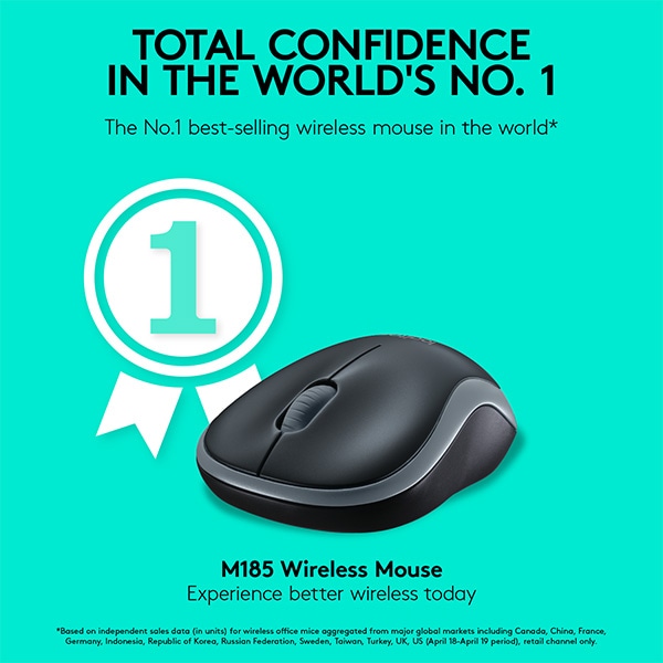Mouse Wireless LOGITECH M185, 1000 dpi, negru