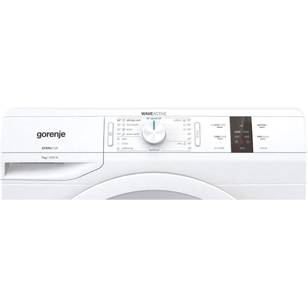Masina de spalat rufe frontala slim GORENJE WP72S3, WaveActive, 7 kg, 1200rpm, Clasa D, alb