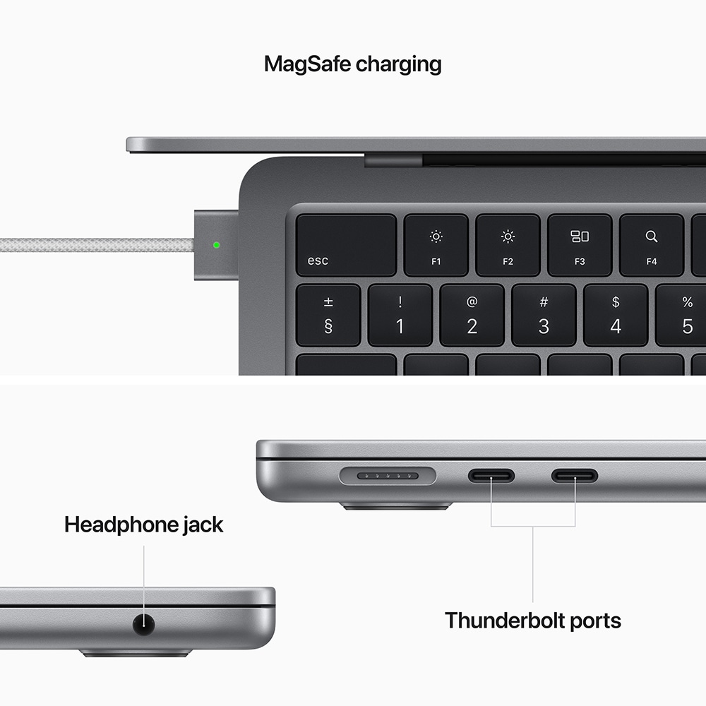 Laptop APPLE MacBook Air 13 mlxw3ze/a, Apple M2, 13.6" Retina Display, 8GB, SSD 256GB, 8-core GPU, macOS Monterey, Space Gray, Tastatura layout INT