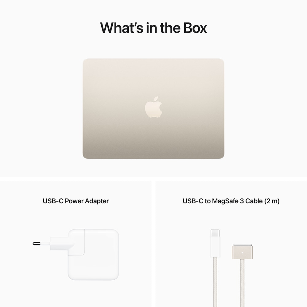 Laptop APPLE MacBook Air 13 mly13ze/a, Apple M2, 13.6" Retina Display, 8GB, SSD 256GB, 8-core GPU, macOS Monterey, Starlight, Tastatura layout INT