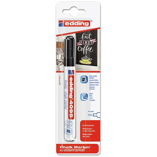 Marker pentru sticla EDDING 4095, creta lichida pe baza de apa, 2-3 mm, negru