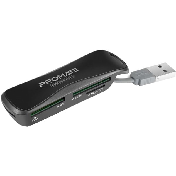 Cititor carduri PROMATE MiniReader-1, USB SD/microSD, negru