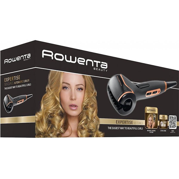 Ondulator ROWENTA Expertise So Curls CF3710, 230 grade, invelis turmalina, negru