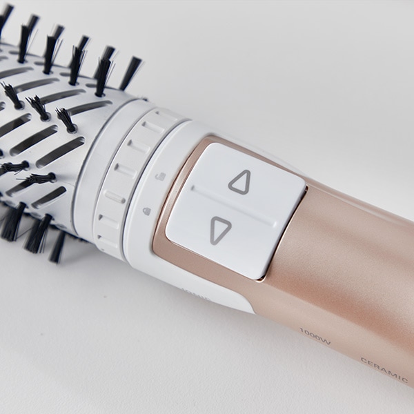 Perie rotativa ROWENTA Brush Activ Compact CF9520F0, 1000W, 2 viteze, 2 trepte temperatura, Invelis Ceramic, alb-auriu