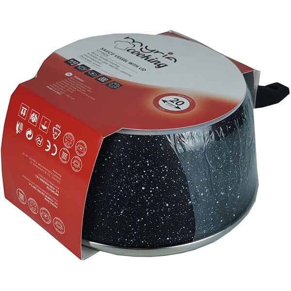 Cratita cu capac MYRIA MY4426, 2.8l, 20cm, aluminiu, negru