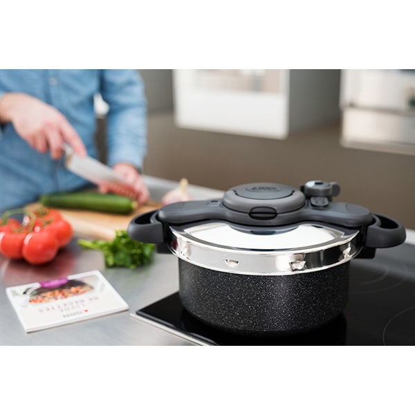 Oala sub presiune TEFAL Clipso Minut Duo P4605134, 5l, 24cm, otel, negru