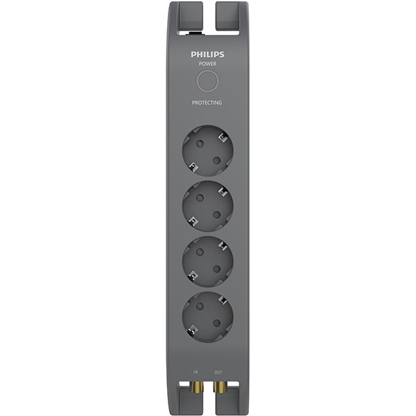 Prelungitor cu protectie PHILIPS SPN5144A/58 4 prize, 2m, negru