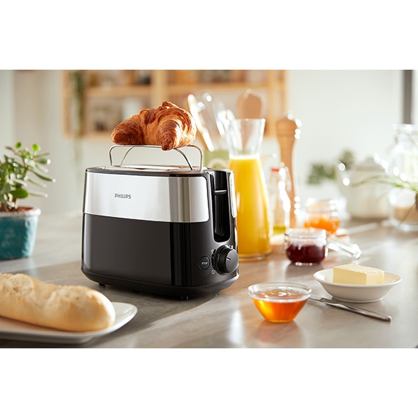 Prajitor de paine PHILIPS Daily Collection HD2516/90, 2 felii, 830W, negru-argintiu
