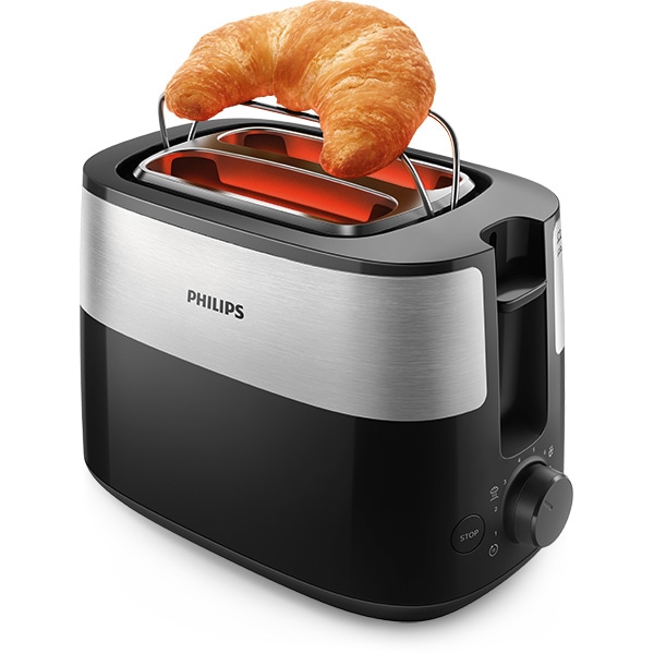 Prajitor de paine PHILIPS Daily Collection HD2516/90, 2 felii, 830W, negru-argintiu