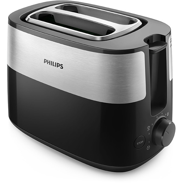 Prajitor de paine PHILIPS Daily Collection HD2516/90, 2 felii, 830W, negru-argintiu