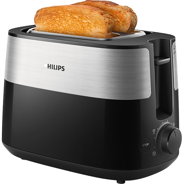 Prajitor de paine PHILIPS Daily Collection HD2516/90, 2 felii, 830W, negru-argintiu