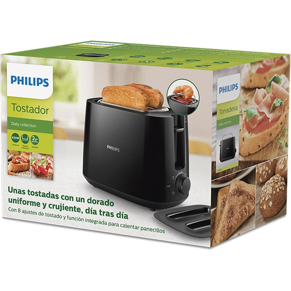 Prajitor de paine PHILIPS Daily Collection HD2582/90, 2 felii, 900W, negru